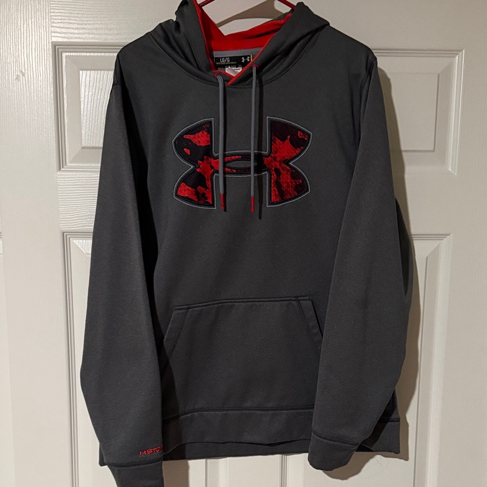 Under Armour Men's Charcoal and Red Hoodie - Picture 5 of 7